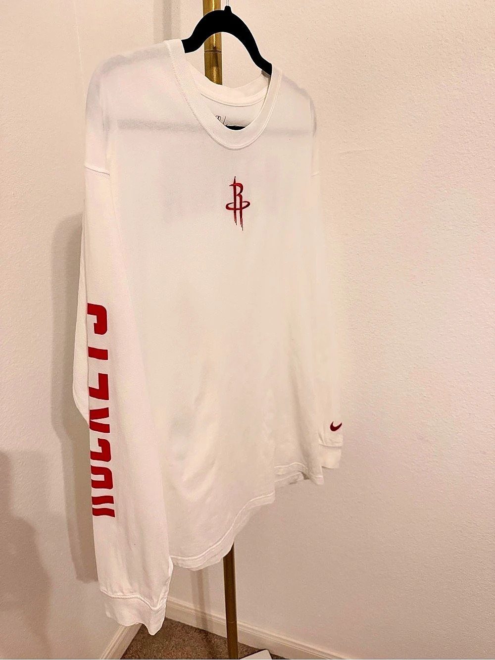 Nike Houston Rockets Essential City Edition Long-Sleeve T-Shirt White Large